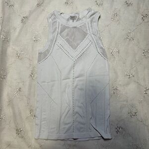 Athleta White Laser-Cut High Neck Tank — XS — breathable + sleek
